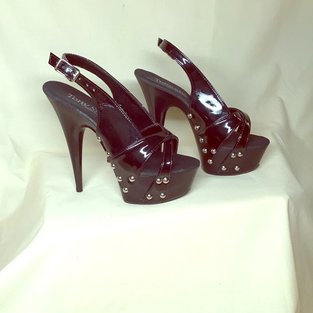 Tony Shoes, sexy slingback platform heels size 6